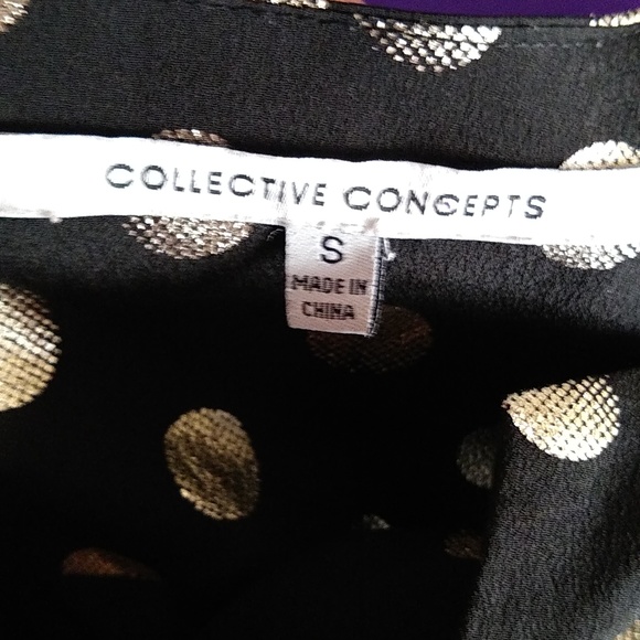 Like new Collective Concept black tunic w/ gold circles size small - Picture 4 of 9